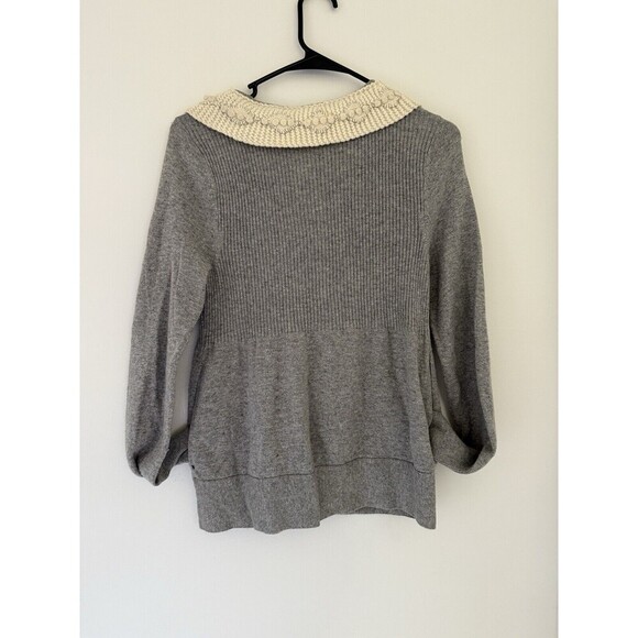 Anthropologie Field & Flower Gray Ivory Cardigan Sweater, Size Small - Picture 4 of 7